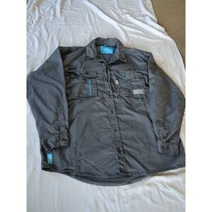 Atlas Copco FR Button Long Sleeve Shirt Gray Sz 2X Fire Resistant Work Wear